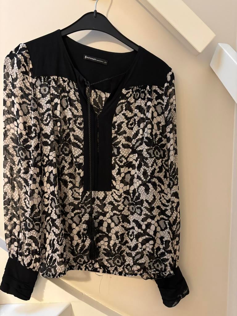 Summum Woman Blouse Zwart/creme Maat 36 (S), Ophalen of Verzenden, Zo goed als nieuw, Maat 36 (S), Overige kleuren