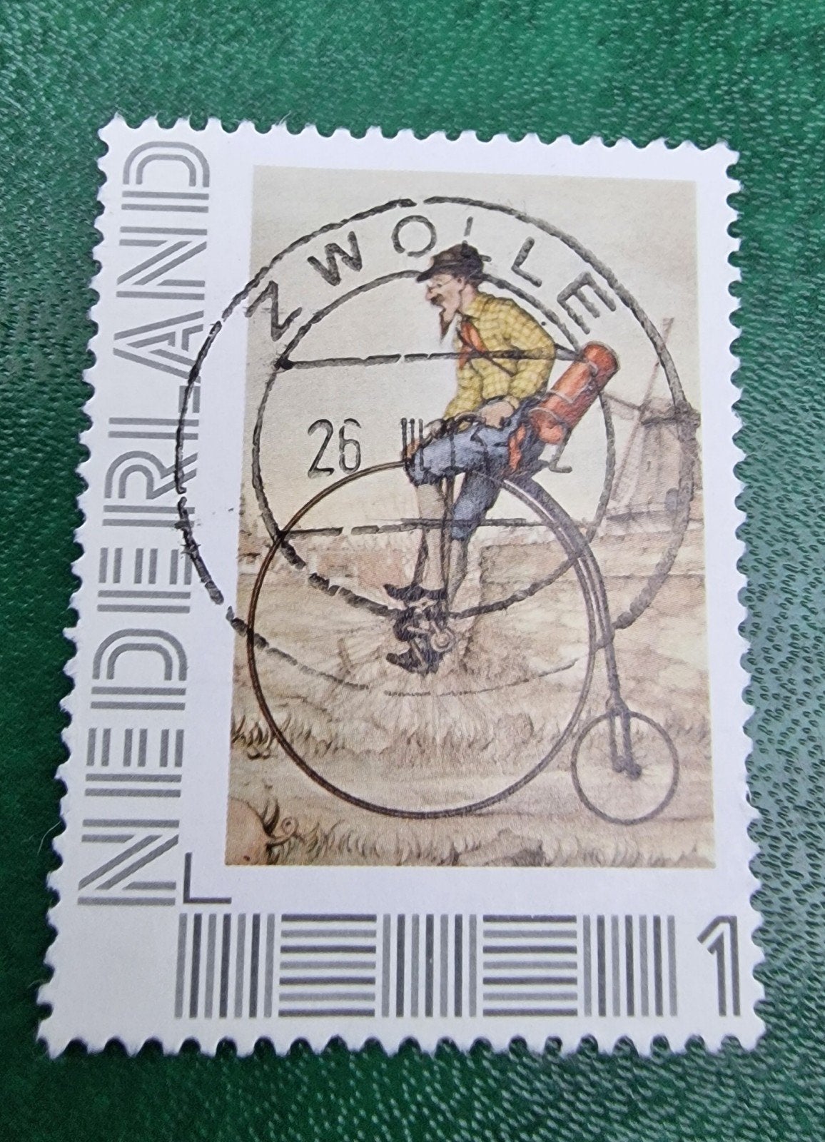 kv998 persoonlijke  postzegel met fietser en stempel Zwolle, Ophalen of Verzenden, Na 1940, Gestempeld