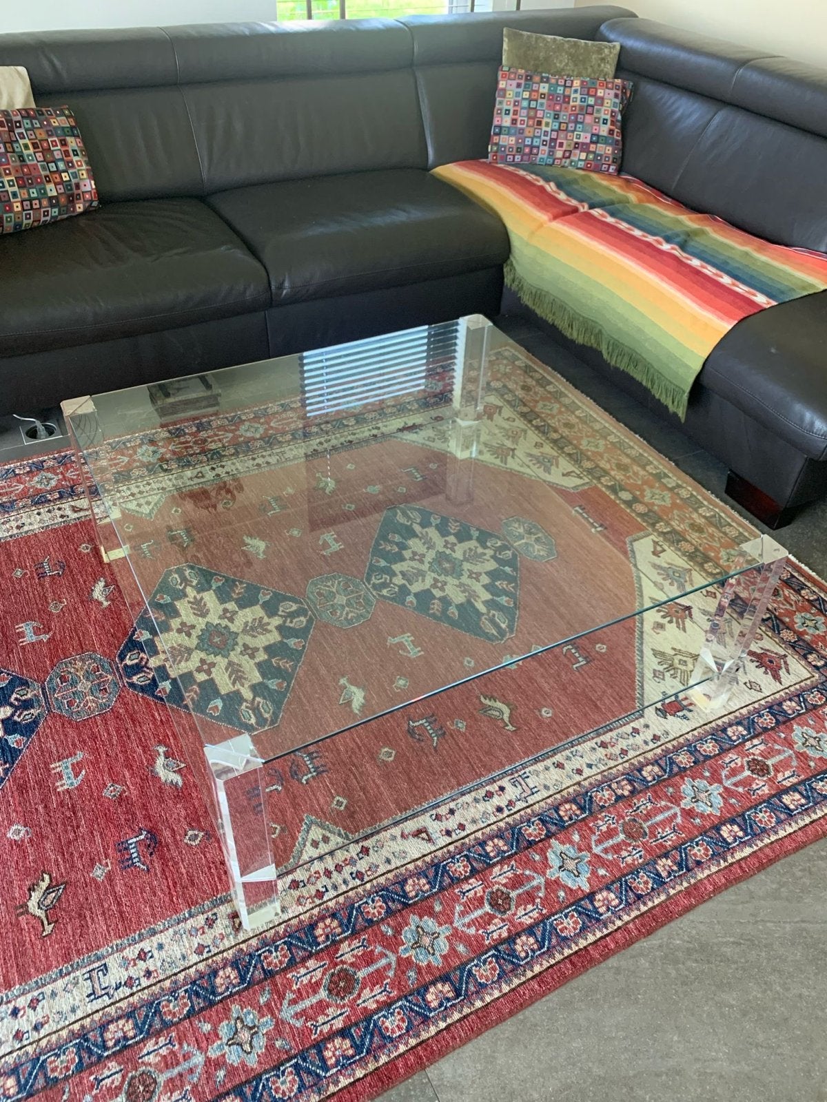 Glazen salontafel van Bor Design, Huis en Inrichting, Ophalen, Gebruikt, 50 tot 100 cm, 50 tot 100 cm