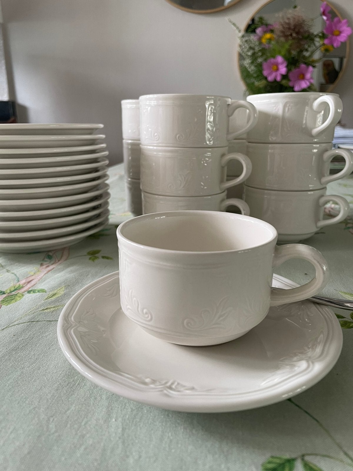 Villeroy en Boch 13 st Cortina kop en schotel. 140 ml, Ophalen, Zo goed als nieuw, Porselein, Kop(pen) en/of Schotel(s)
