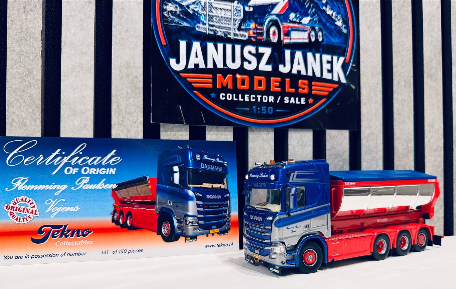 Scania S580 V8 Flemming Paulsen Kipper Tekno 1:50, Verzenden, Zo goed als nieuw, Bus of Vrachtwagen, Tekno