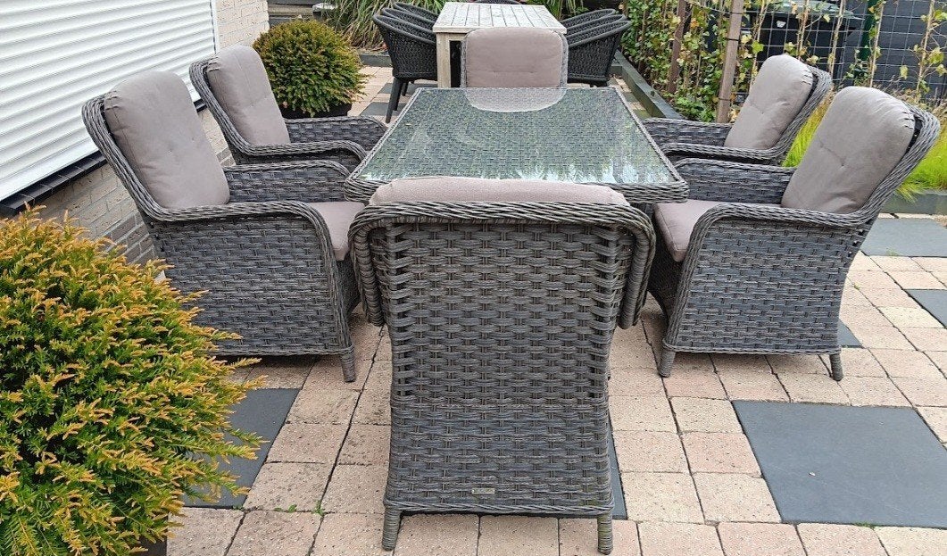 6 persoons luxe wicker tuinset, Ophalen, 6 zitplaatsen, Wicker, Tuinset