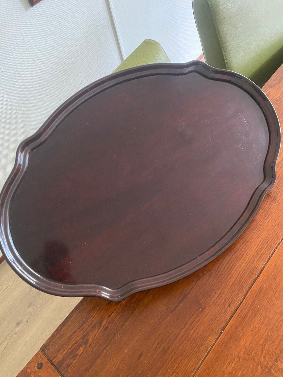 Antiek NotenHouten Dienblad . Zgan, Huis en Inrichting, Woonaccessoires | Dienbladen, Ophalen, Dienblad, Ovaal, Hout