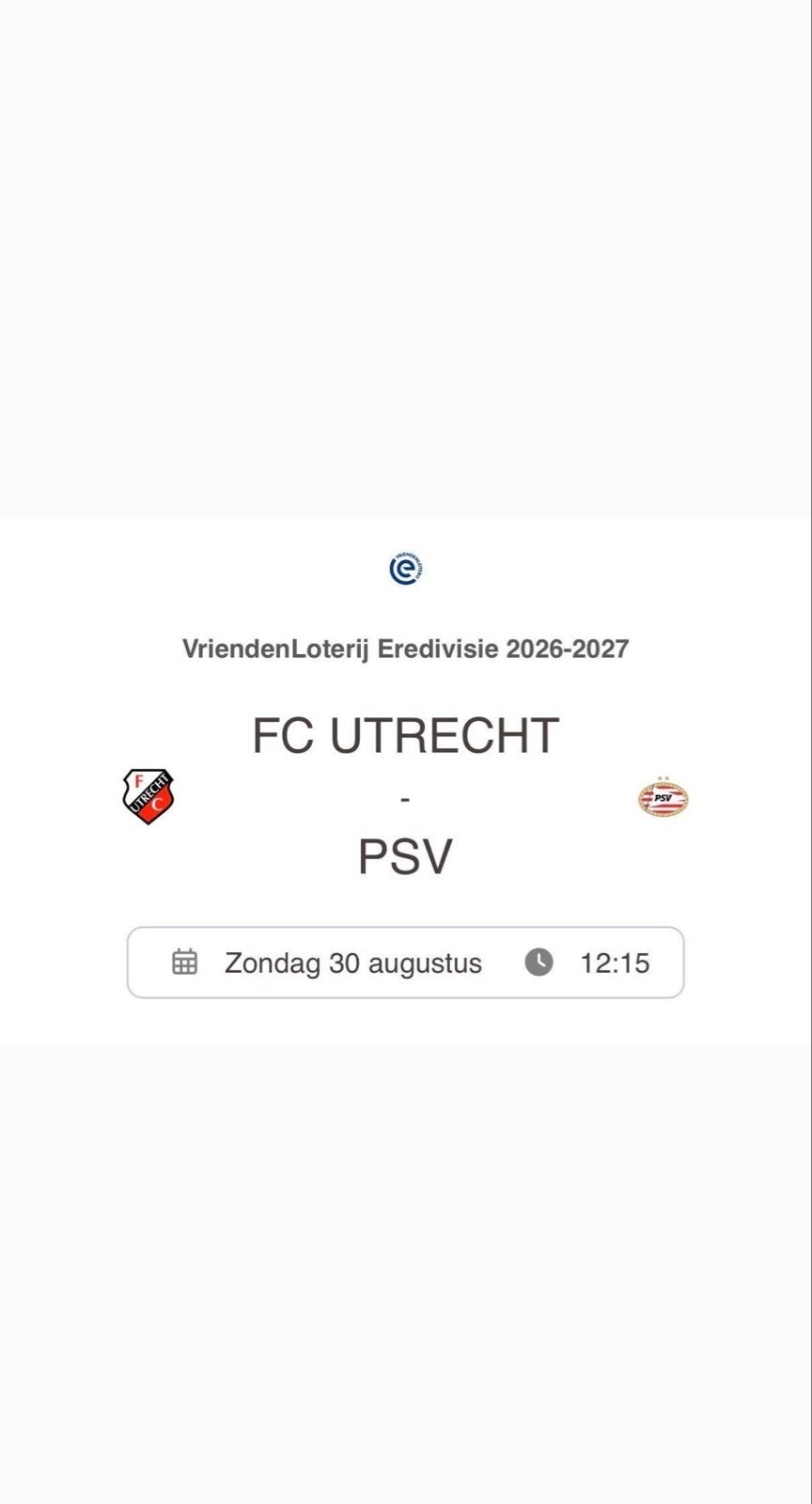 Kaartje te koop fc utrecht - psv, Eén persoon