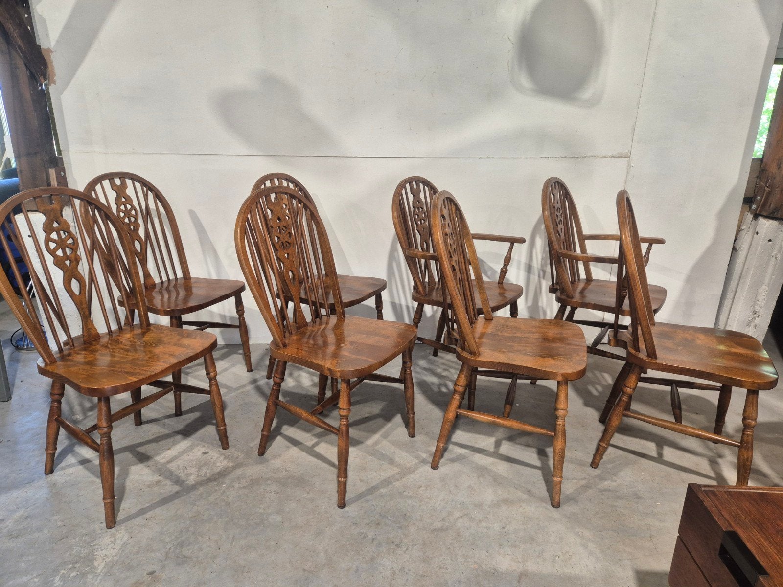set van 8 windsor wheelback eetkamerstoelen, Antiek en Kunst, Ophalen of Verzenden