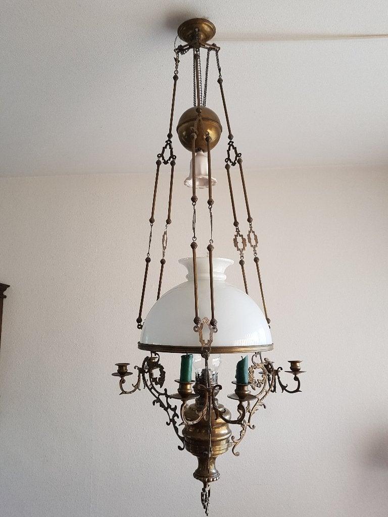 Antiek Franse olielamp, Antiek en Kunst, Ophalen
