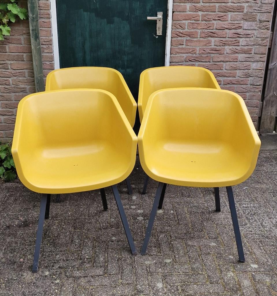 4 Amalia tuinstoelen - Geel, Ophalen, Gebruikt, Kunststof
