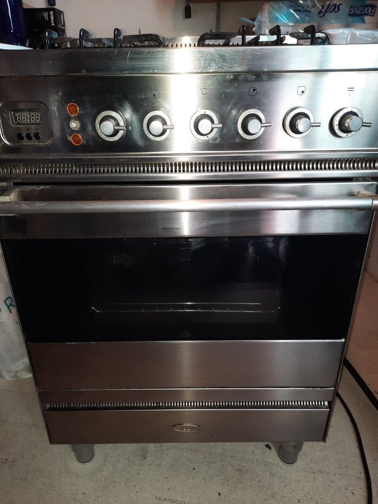 Boretti gasfornuis met elektrische oven RVS 4 pits, Ophalen, Gebruikt, 60 cm of meer, 4 kookzones