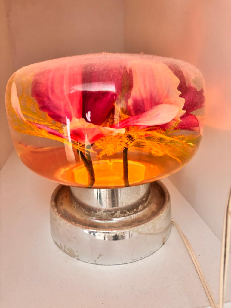 Prachtige vintage bloemenlamp in water, Ophalen, Zo goed als nieuw, Kunststof