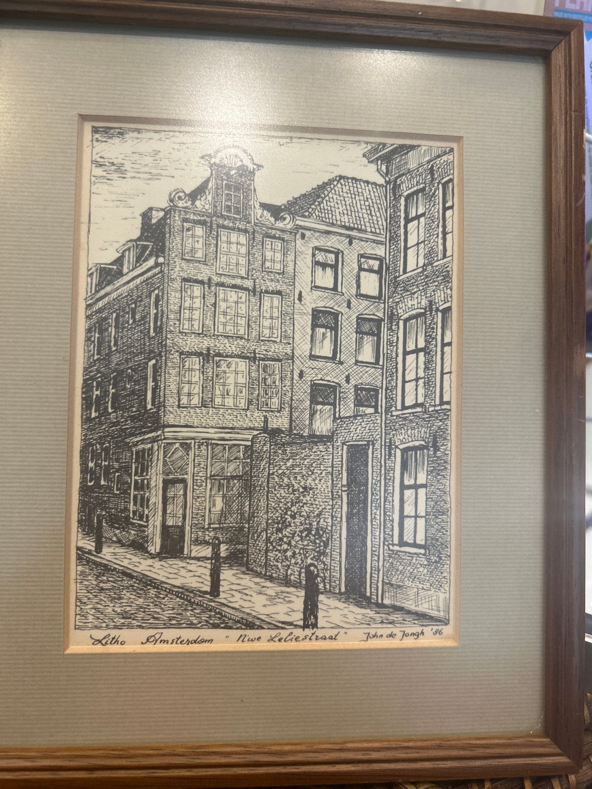 Litho Amsterdam nieuwe leliestraat - John de Jongh '86, Antiek en Kunst, 1950 - 1999, Stadsgezicht, Ophalen of Verzenden, Gesigneerd