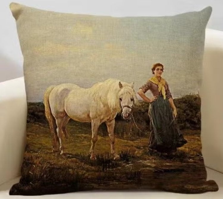 Kussenhoes landleven, Meerkleurig, Nieuw, Ophalen of Verzenden, Afneembare hoes