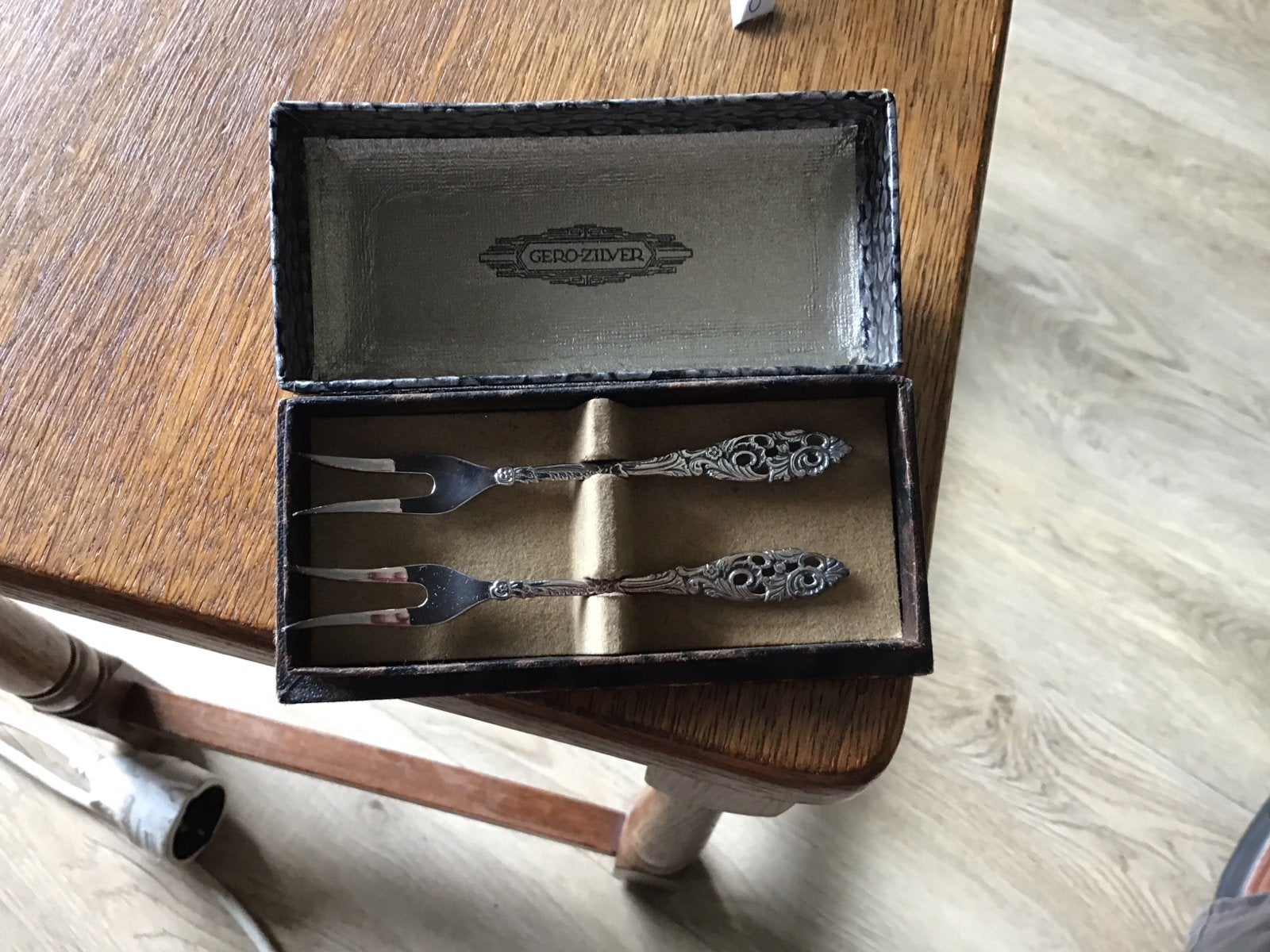 Gero Zilver vleesvorkjes set in Originele Doos, Ophalen of Verzenden