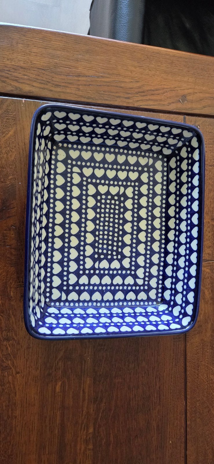 Bunzlau Ovenschaal - Hartjespatroon - 28x23x7 cm, Huis en Inrichting, Ophalen