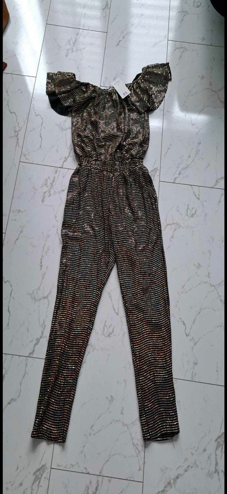 Glitter jumpsuit met open schouders-nieuwe, Kleding | Dames, Maat 38/40 (M), Zwart, Ophalen of Verzenden, Onbekend