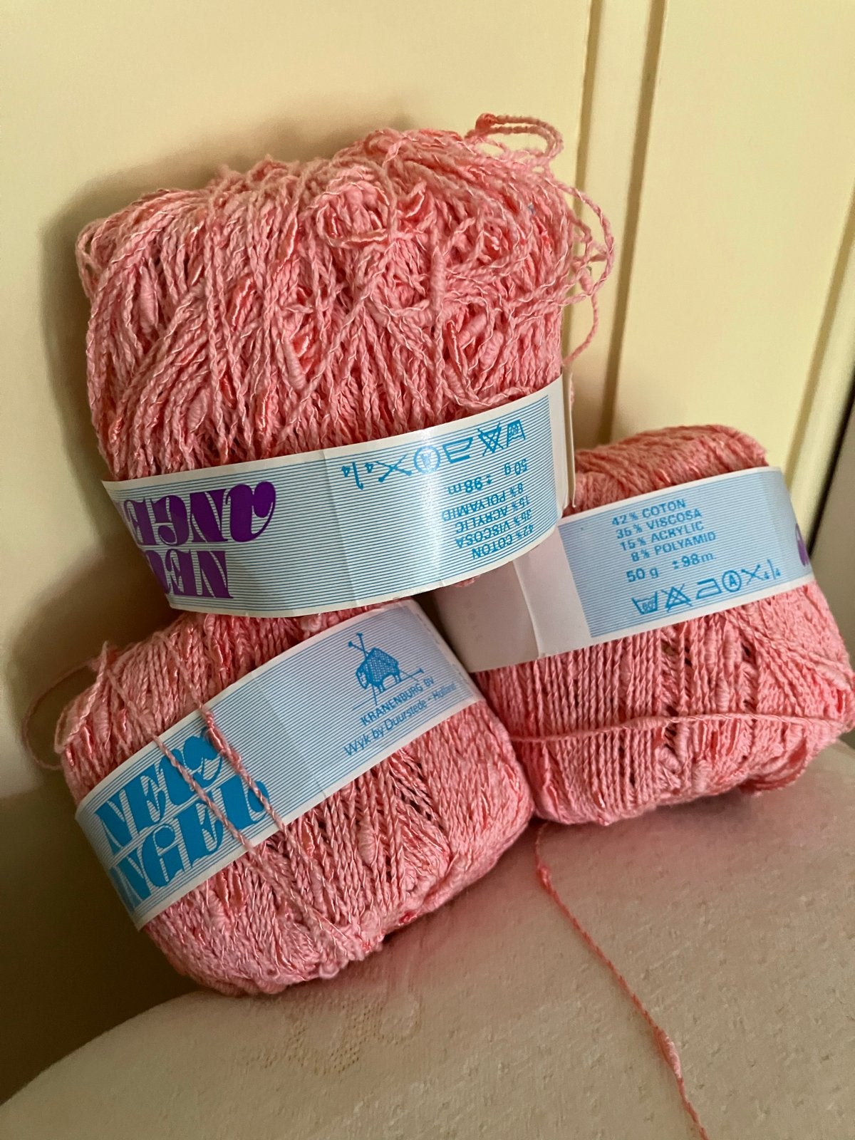 Roze zalm katoenmix garenvoor breien of haken - 3 bollen, Hobby en Vrije tijd, Breien en Haken, Ophalen, Nieuw, Breien of Haken