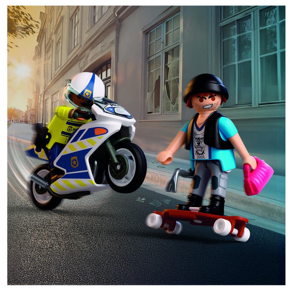 PLAYMOBIL 72079 Achtervolging met Motorfiets 17 delig, Ophalen of Verzenden, Nieuw, Complete set