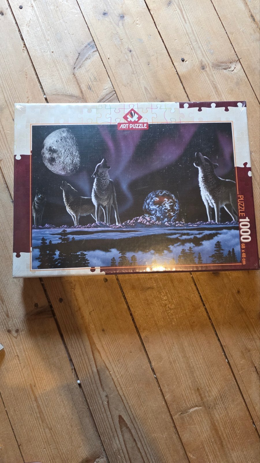 Art Puzzle 1000 stukjes - Wolven bij Noorderlicht, Ophalen of Verzenden, 500 t/m 1500 stukjes, Nieuw, Legpuzzel