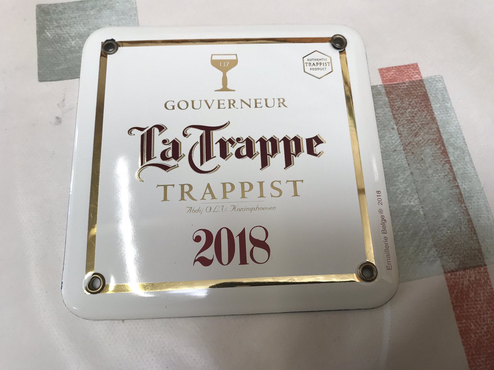 La Trappe emaillerie Belge reclamebordje, Ophalen of Verzenden, Zo goed als nieuw