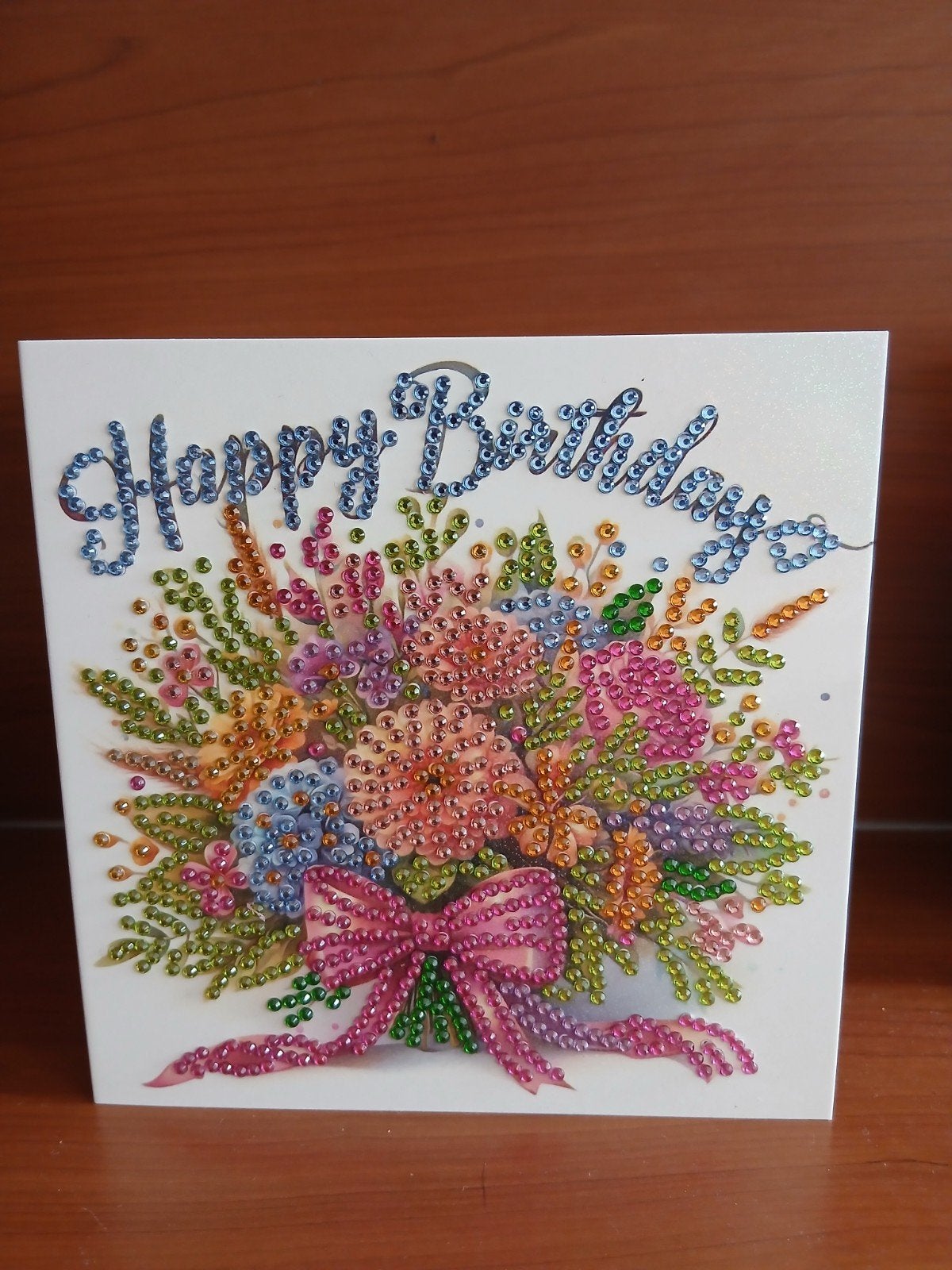 kaart happy birthday bloemen diamond painting 43 = 1,00, Ophalen of Verzenden, Nieuw, Overige thema's