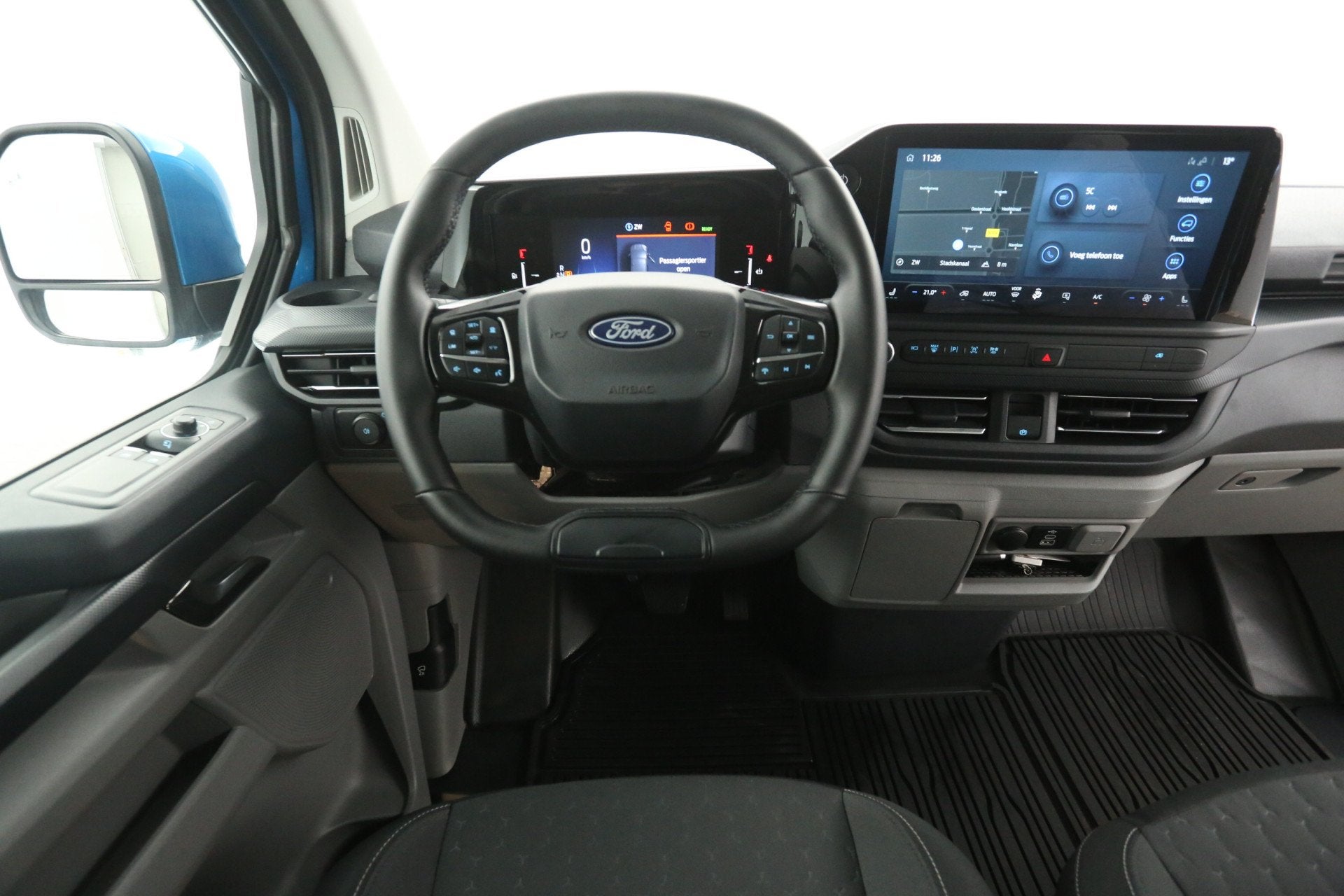 Ford E-Transit Custom 65 kWh Limited L1H1 | Snelladen | Clim, Auto's, Automaat, Gebruikt, Blauw, Geheel digitaal combi-instrument