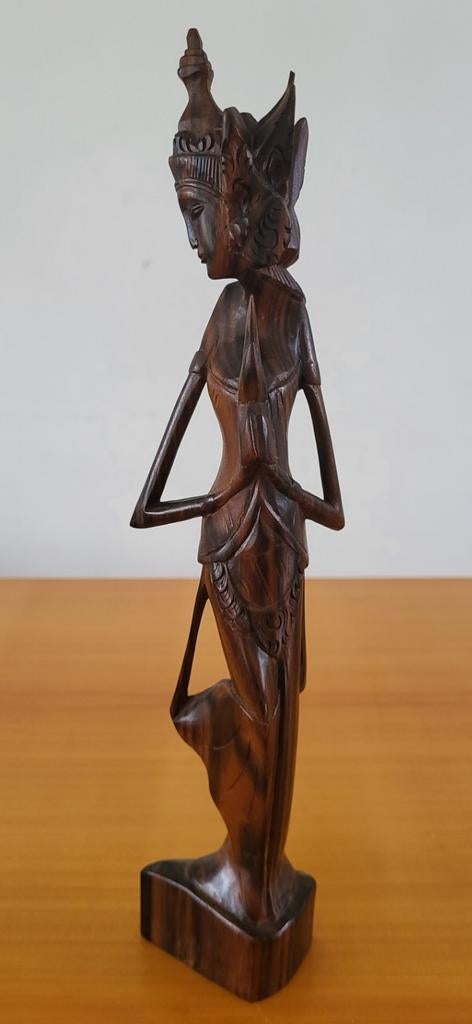 Vintage handgesneden Balinees beeld van Dewi Sri. (30 cm), Antiek en Kunst, Ophalen of Verzenden