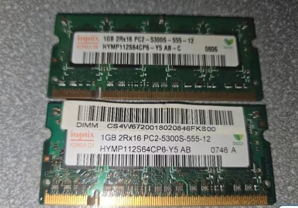 laptop/nuc memory 2 x 1 gb, Computers en Software, Ophalen, DDR2, Laptop