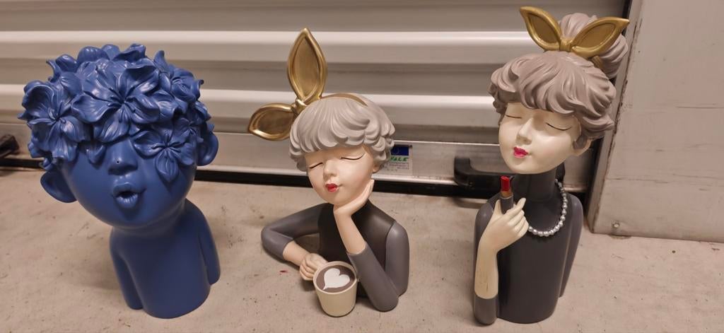 Set van 3 unieke decoratieve beelden, Meerkleurig, Nieuw, Kunststof, Ophalen of Verzenden