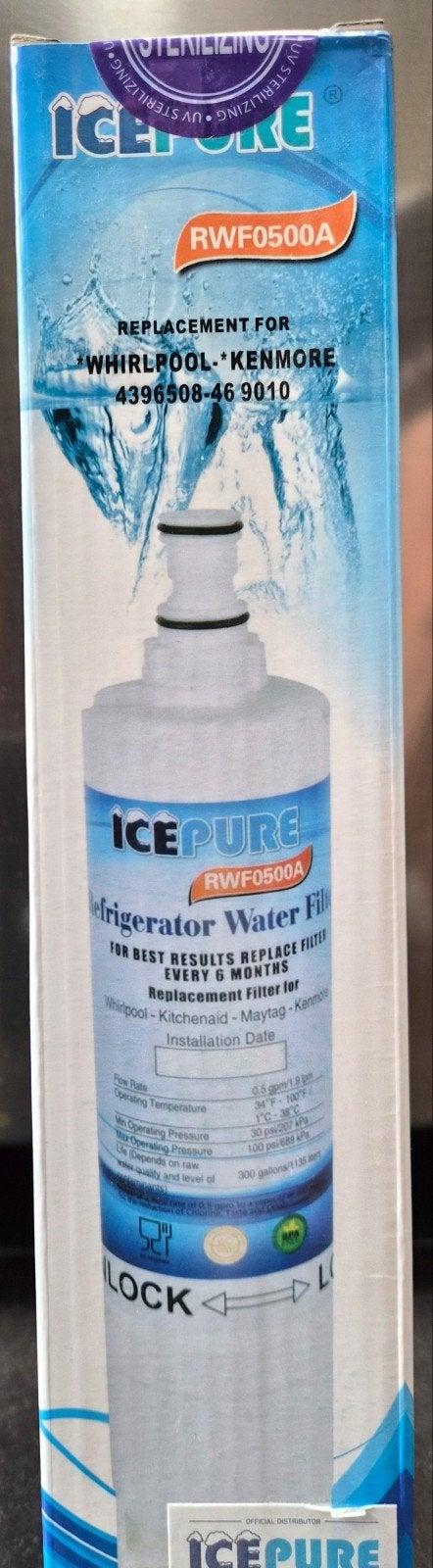 Icepure RWF0500A Waterfilter voor Whirlpool Koelkast, Ophalen, Nieuw