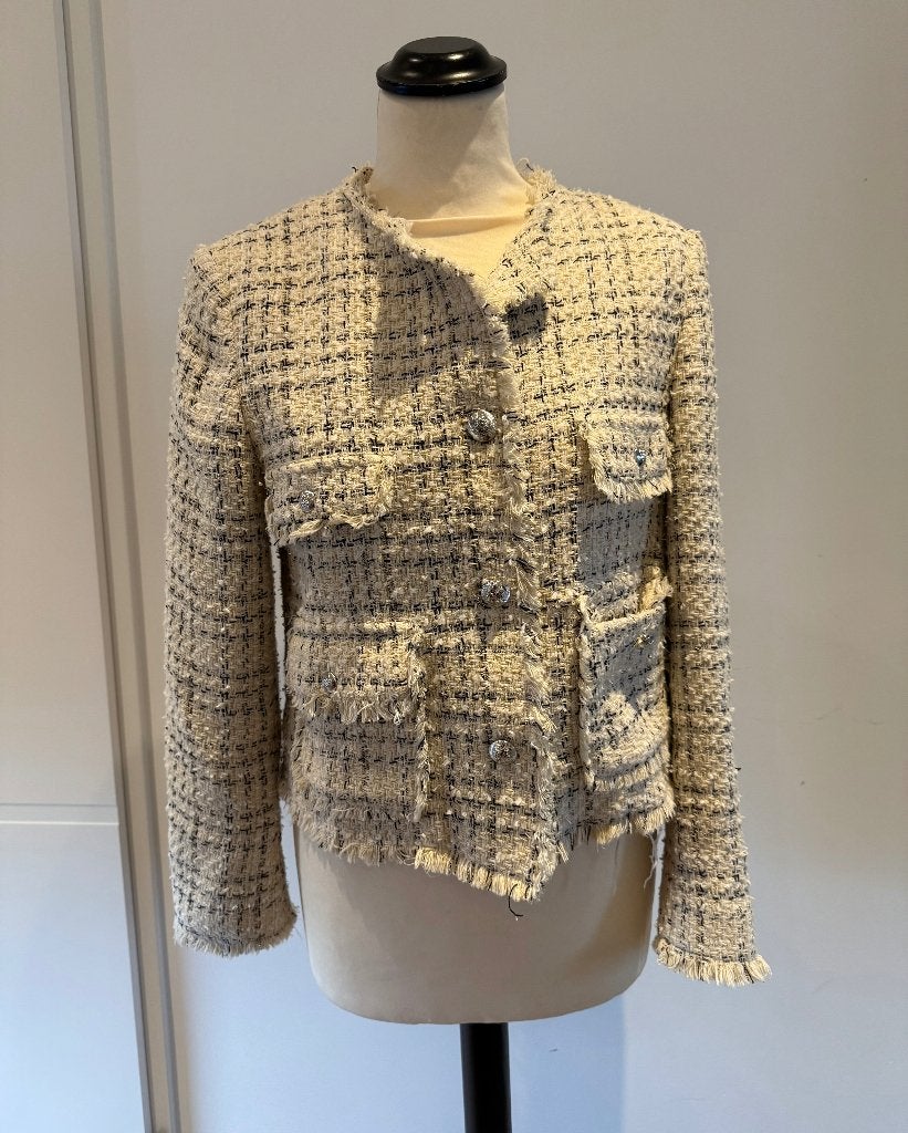 ZGAN wit zwart tweed vol Mango jasje blazer jas M 36 38, Maat 38/40 (M), Mango, Wit, Ophalen of Verzenden