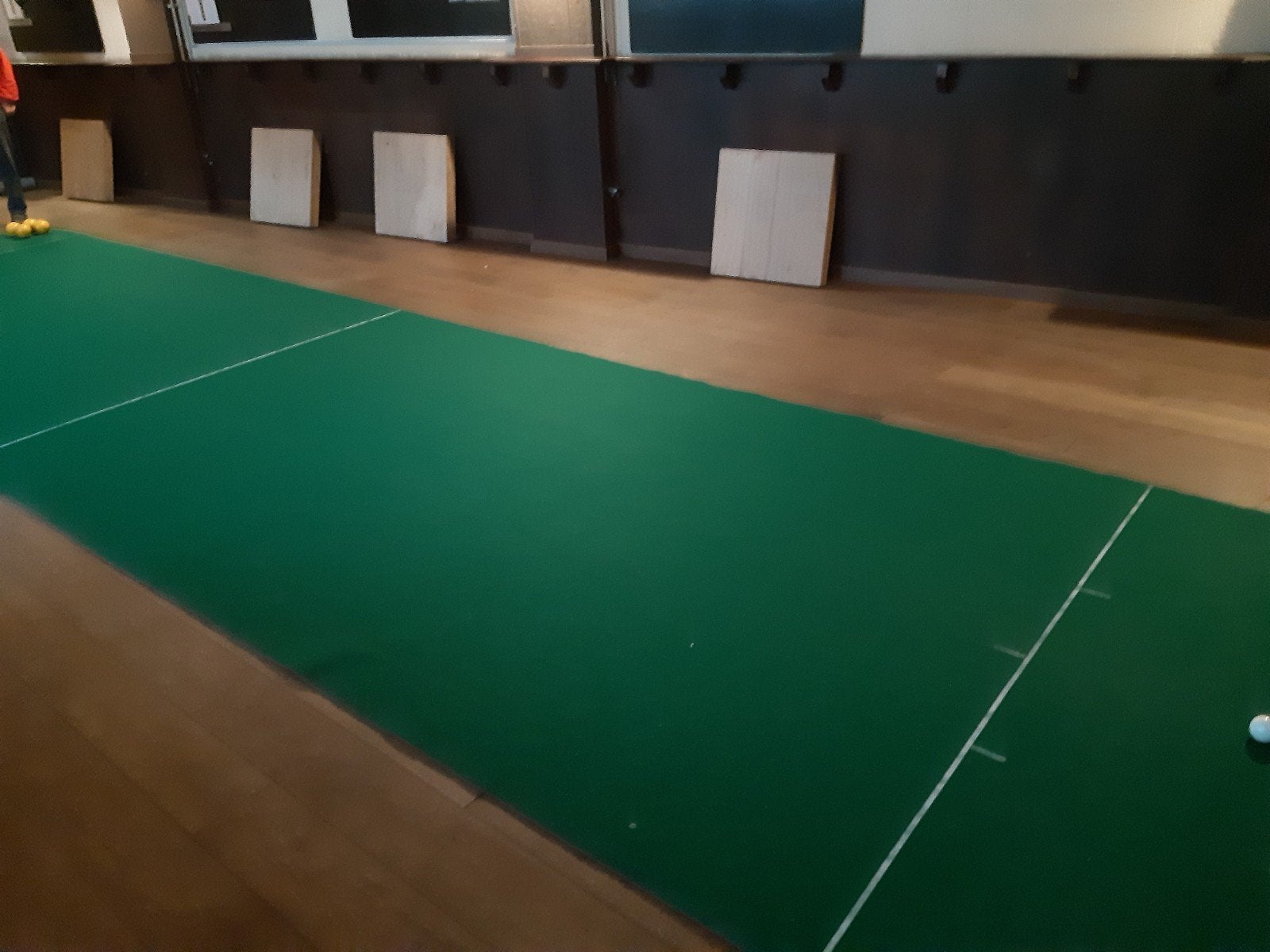Vintage Bowls set in houten kist en koersbalmat, Sport en Fitness, Ophalen, Gebruikt