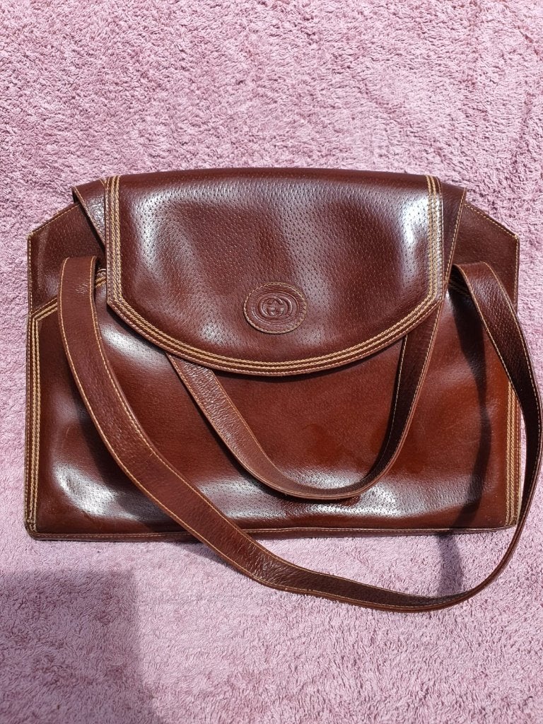 Vintage Gucci damestas 1, Ophalen of Verzenden, Zo goed als nieuw, Bruin, Handtas