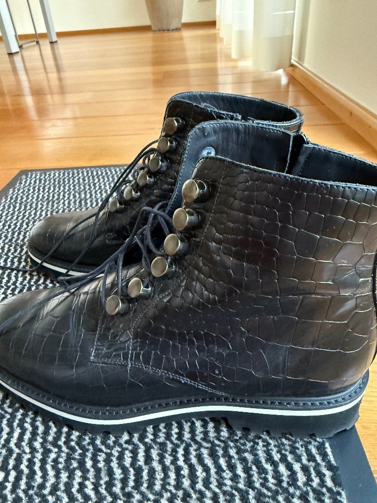 Hoge veterschoenen met rits, merk Pertini, zwart, maat 38,5, Kleding | Dames, Schoenen, Pertini, Zwart, Overige typen, Ophalen of Verzenden