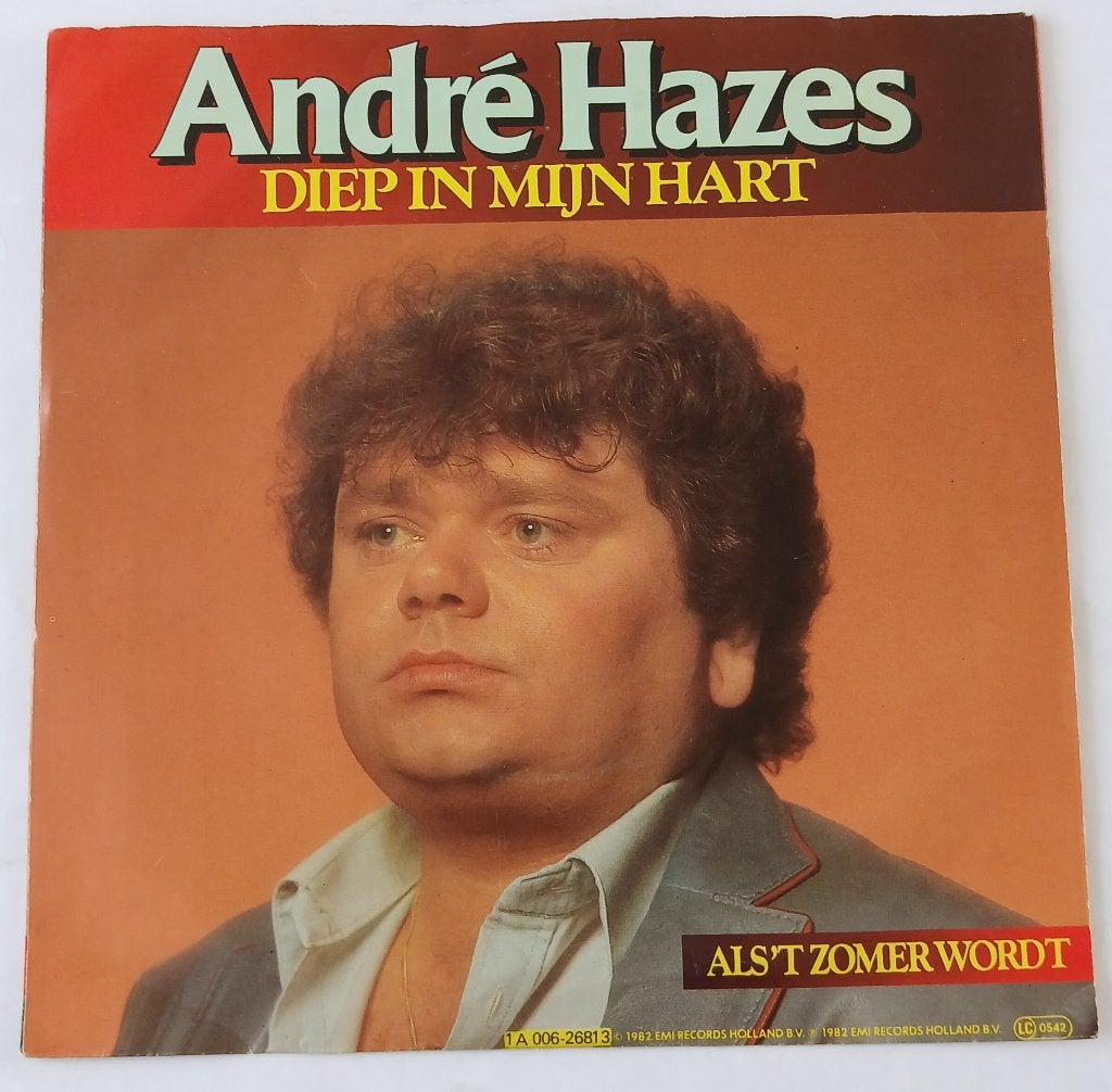 Andre Hazes - Diep in mijn hart, Cd's en Dvd's, Vinyl Singles, Gebruikt, Ophalen of Verzenden, Overige typen, Nederlandstalig