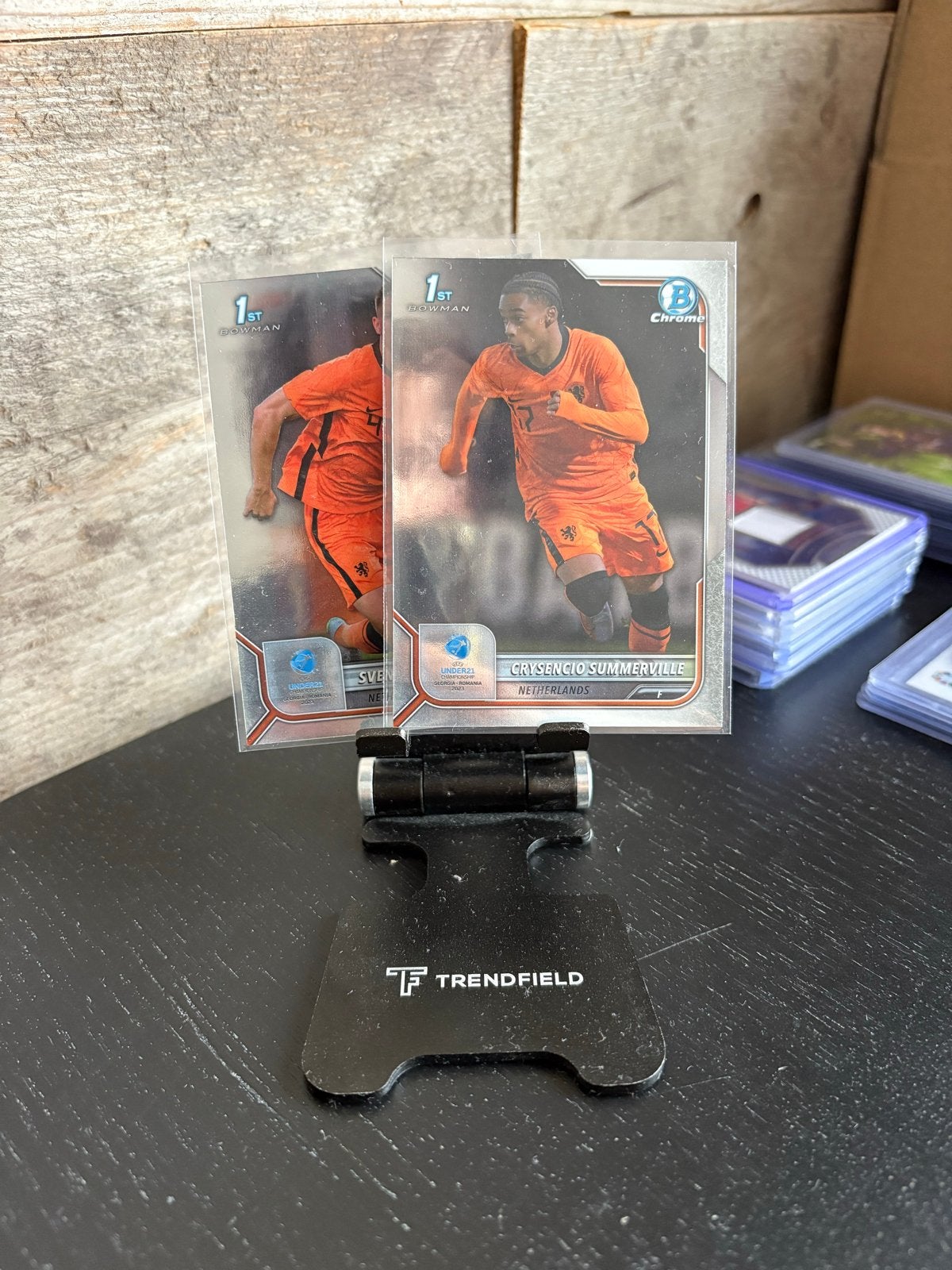 Sven Botman & Crysencio Summerville 1st Bowman Chrome, Verzenden, Zo goed als nieuw, Overige binnenlandse clubs, Spelerskaart