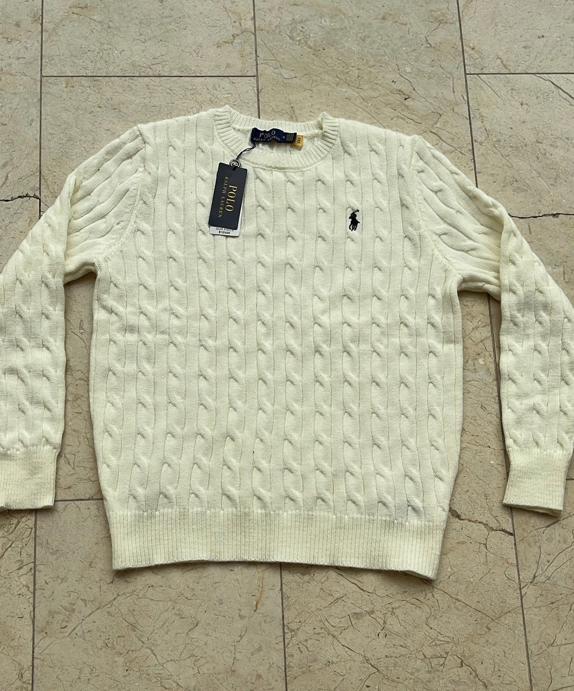 Nieuwe Polo Ralph Lauren kabeltrui - Maat M, Kleding | Dames, Truien en Vesten, Ophalen of Verzenden, Nieuw, Maat 38/40 (M), Beige