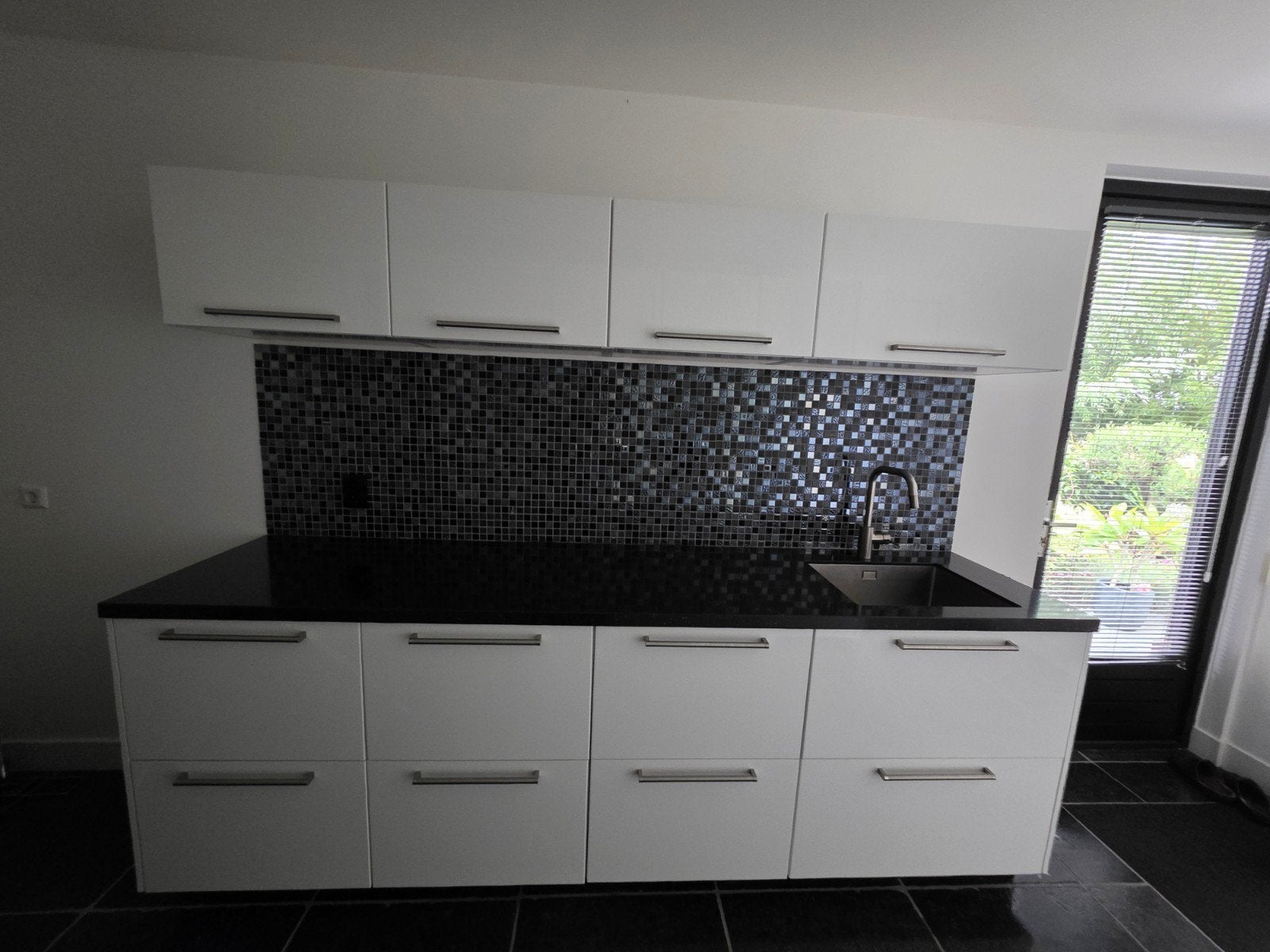 Ikea keukenblok hoogglans wit met composiet blad, Huis en Inrichting, Ophalen, Gebruikt, Wit, Enkelwandige keuken
