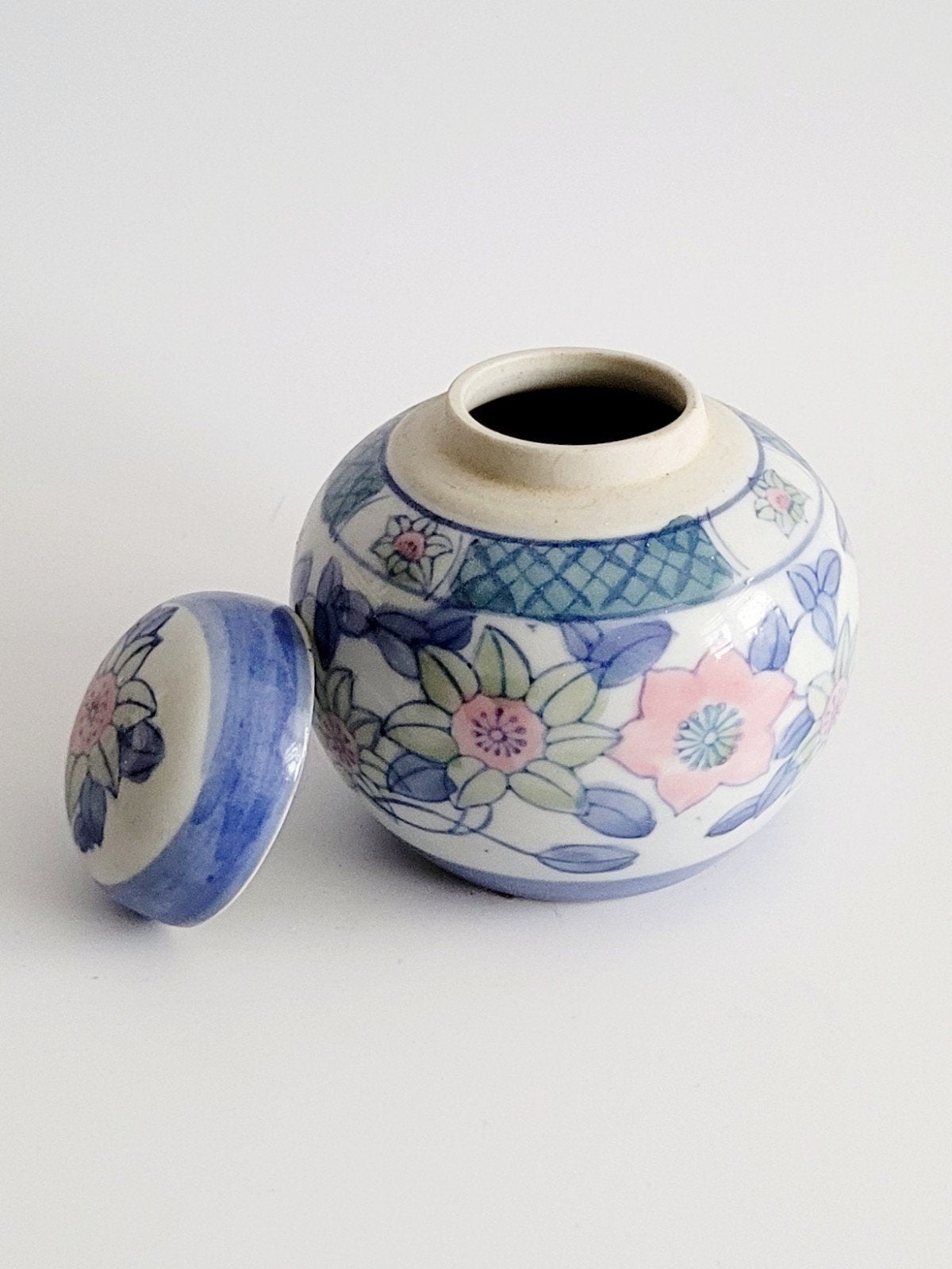izgs pastel kleurtjes gemberpot potje met deksel brocante, Antiek en Kunst, Ophalen of Verzenden