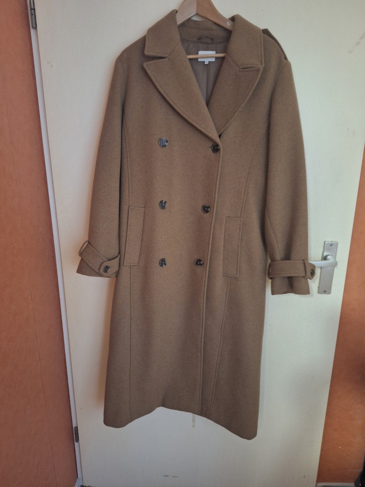 WE Lange wollen jas - Maat 44 (L), Kleding | Dames, Bruin, WE, Maat 42/44 (L), Nieuw
