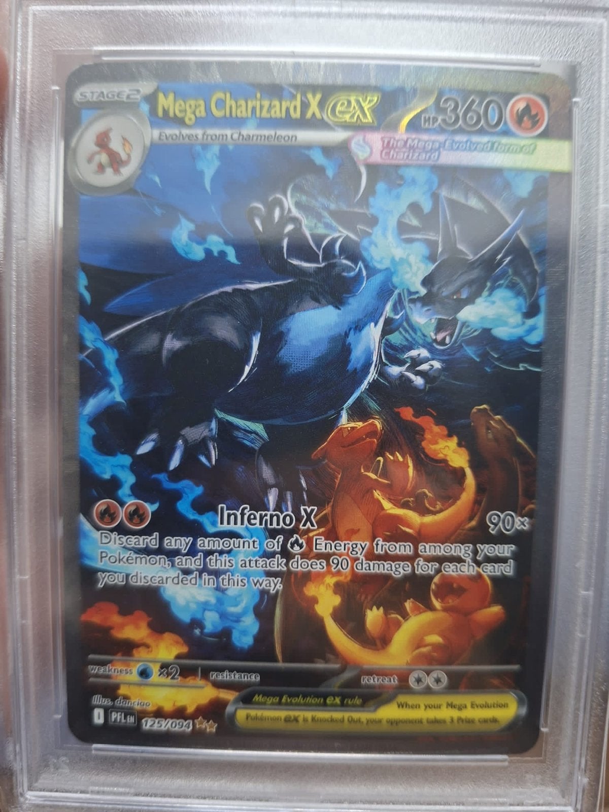 Mega Charizard X EX Pokémon Kaart - Zeldzaam en Krachtig, Ophalen of Verzenden, Zo goed als nieuw, Losse kaart