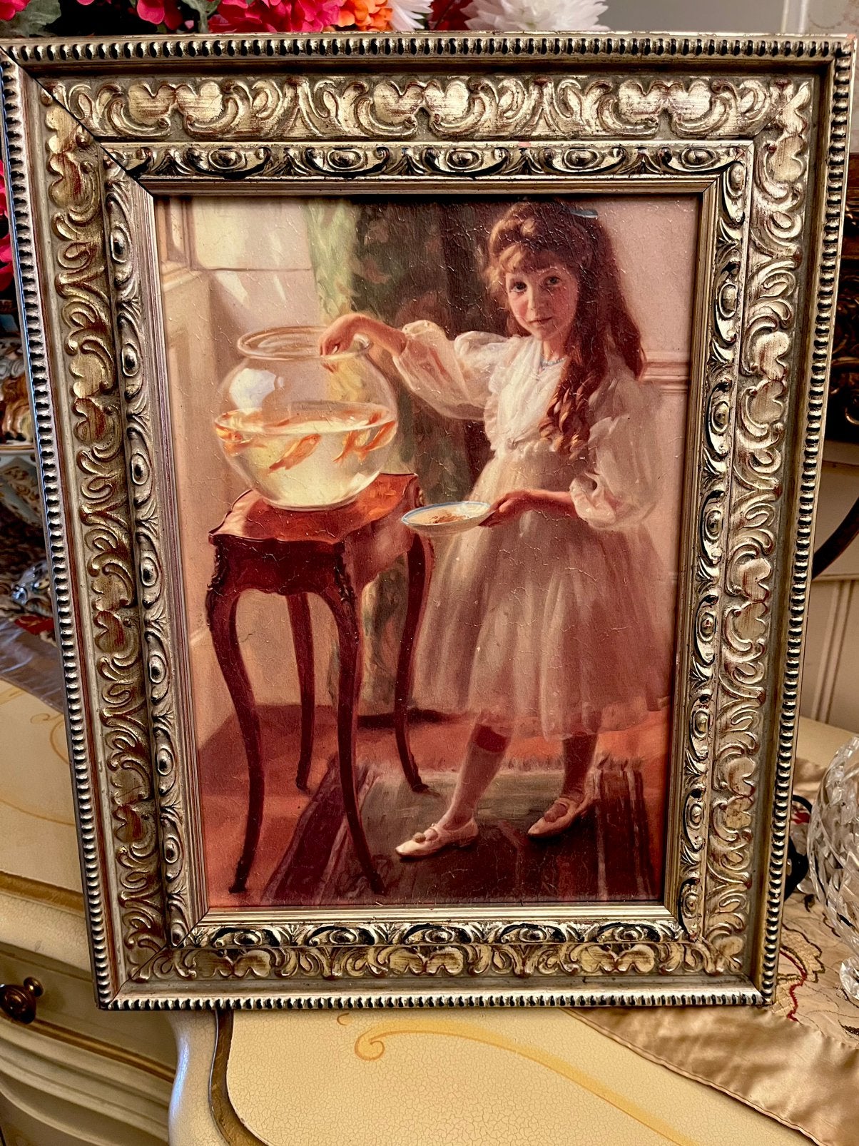 Prachtige portret schilderij oleografie, Ophalen of Verzenden