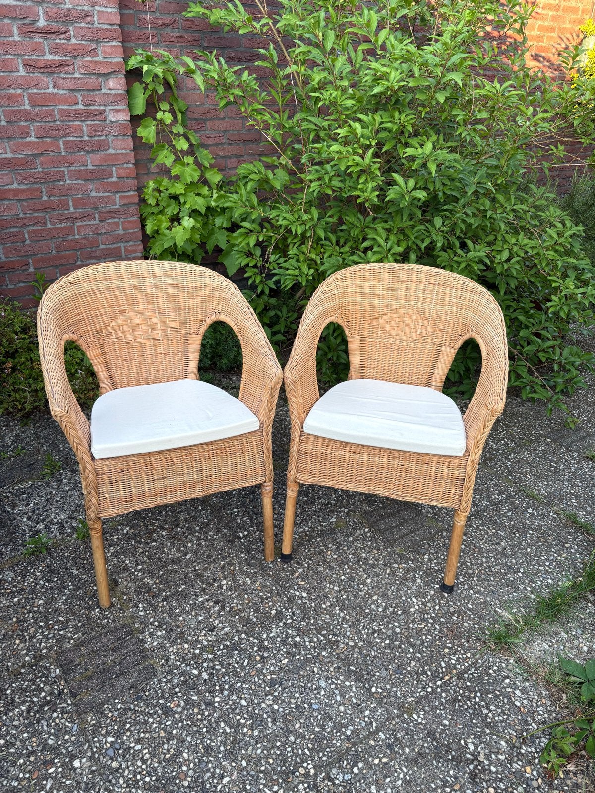 Set van 3 rotan stoelen met kussens, Ophalen, Gebruikt, Overige kleuren, Drie
