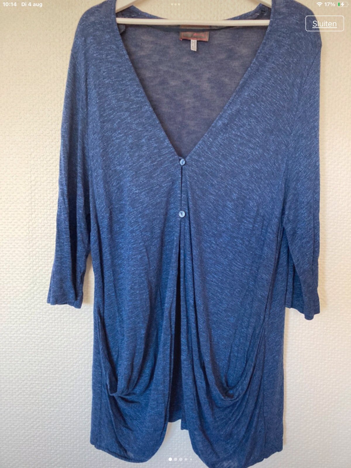 Sempre Piu Denimblauw Vest Maat 50, Verzenden, Zo goed als nieuw, Blauw, Trui of Vest