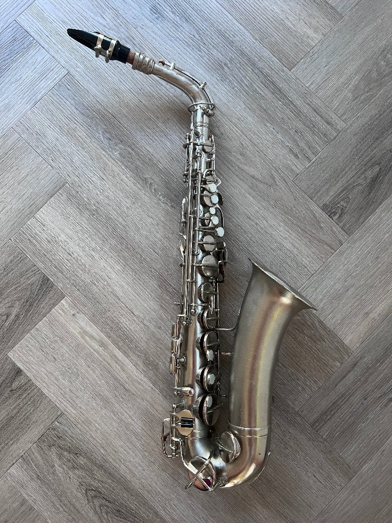 Unieke Continental Colonial altsax uit ca.1952 - zilver, Muziek en Instrumenten, Ophalen, Gebruikt, Alt, Met koffer