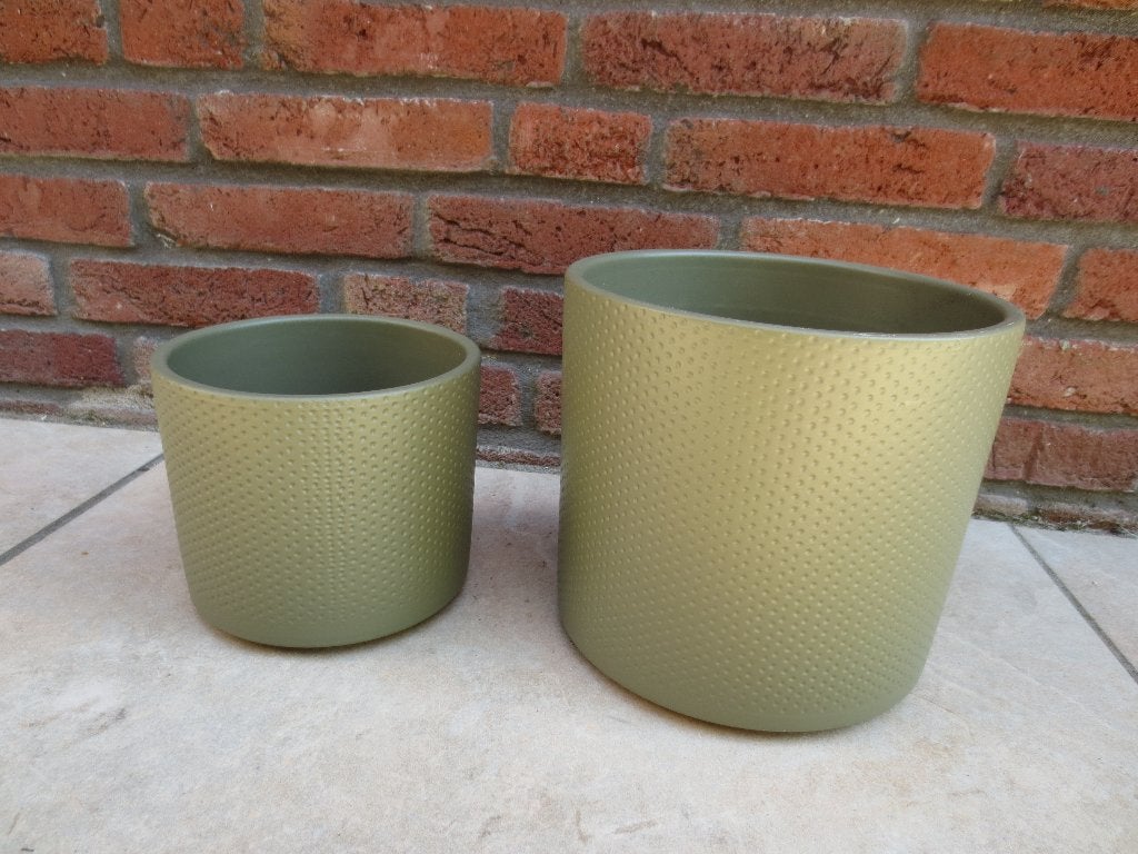 Mica 2 x Era potten rond groen relief, Rond, Binnen, Ophalen of Verzenden, Zo goed als nieuw