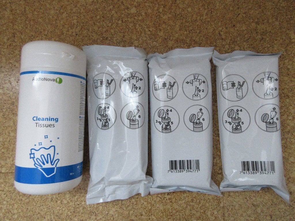 Schoonmaakdoekjes gehoorapparaten, 3 pakken à 90 st + houder, Ophalen of Verzenden, Nieuw