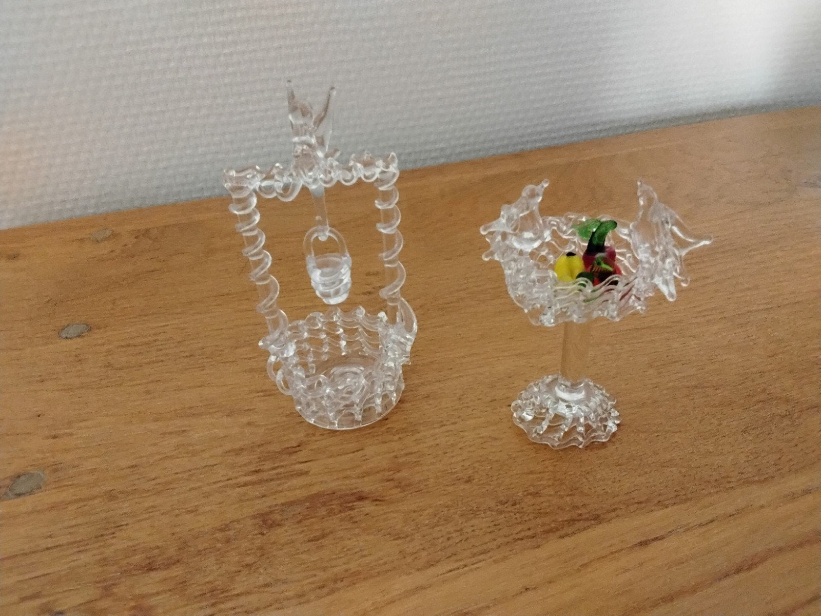 Decoratieve handgeblazen glas waterput en fruitschaal, Antiek en Kunst, Ophalen of Verzenden