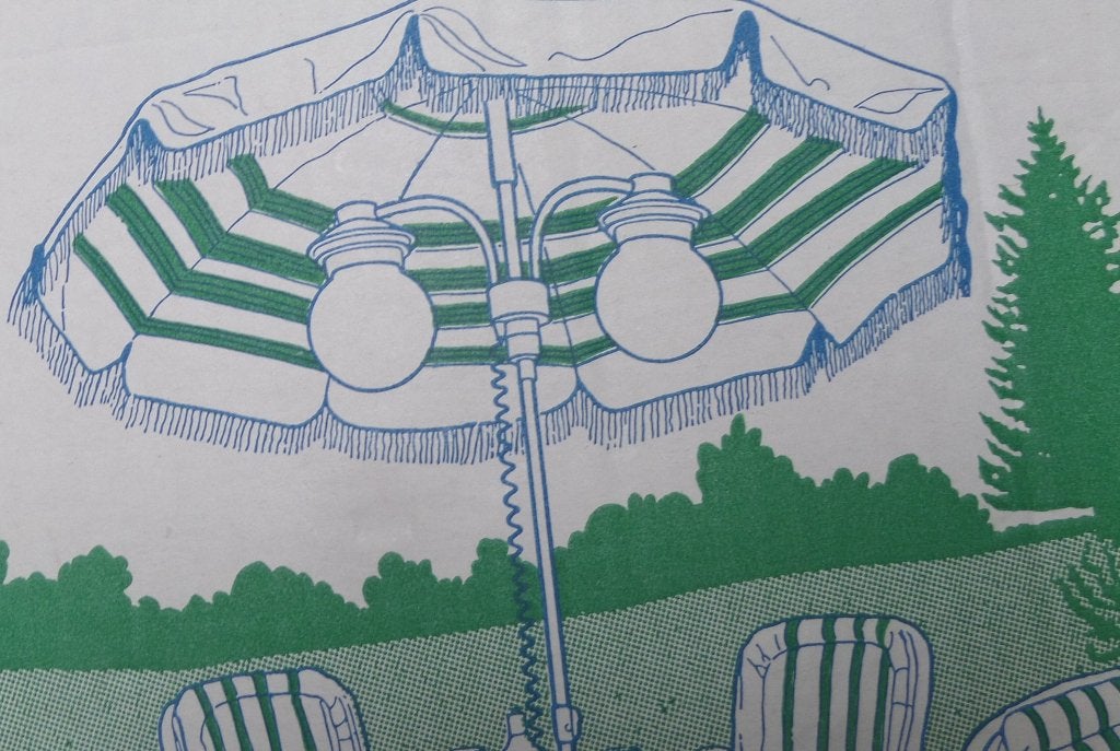 PARASOLLAMP 2 BOLLEN 1 SET, Tuin en Terras, Parasols, Verstelbaar, Overige typen, Ophalen of Verzenden, Zo goed als nieuw