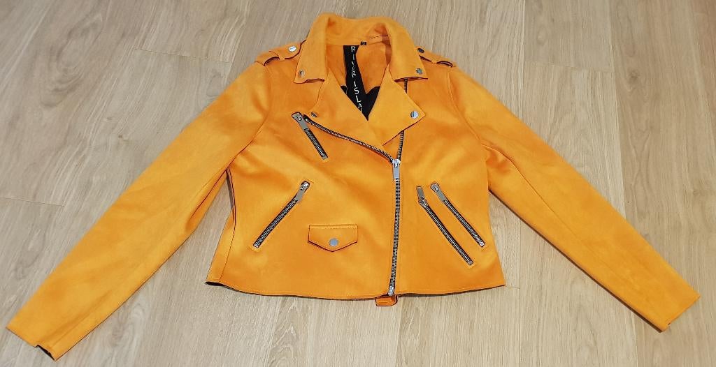 River island cropped jack neon oranje oker geel maat 42 jas, Verzenden, River Island, Geel, Maat 42/44 (L)