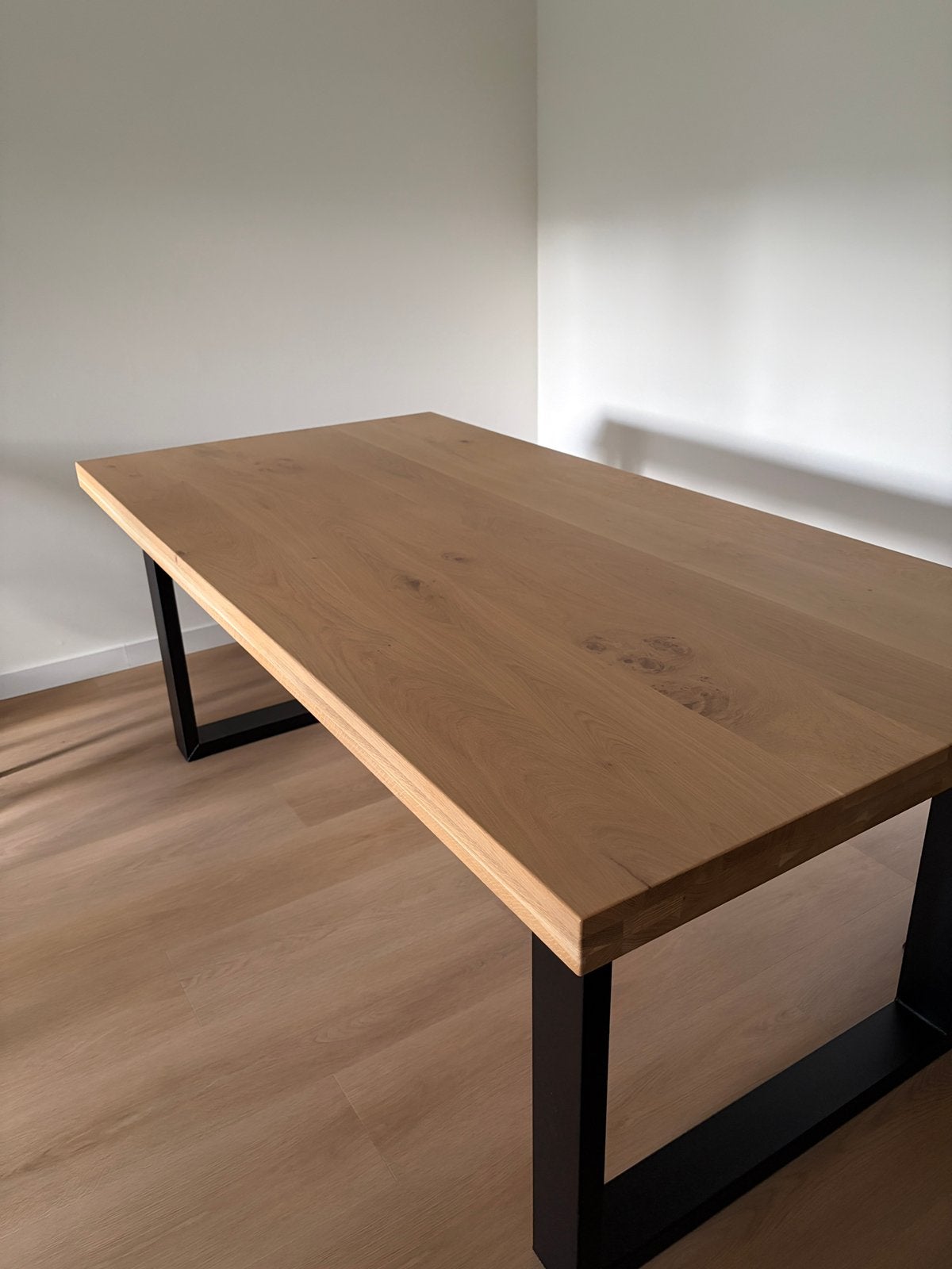 Eettafel eiken soft naturel van Goossens 200cm, Ophalen, 200 cm of meer, 50 tot 100 cm, Zo goed als nieuw
