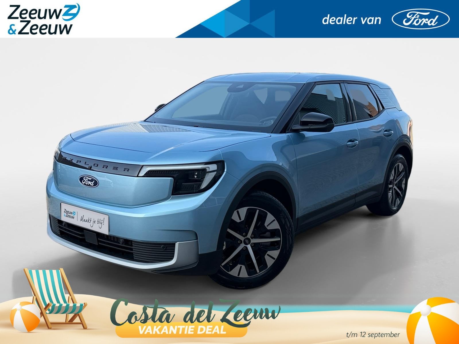 Ford Explorer Select Extended Range RWD 77 kWh | Nieuw te Be, Auto's, Automaat, 12 maanden, Zwart, Blauw